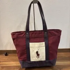 POLOラルフローレン 帆布キャンパス トートバッグ 刺繍ポニーロゴ A4◎