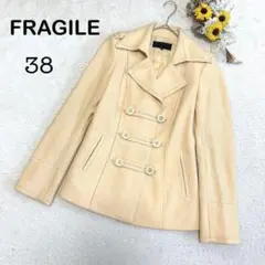 【フラジール】ウールコート ベージュ 38 レディース ピーコート風 上品 M
