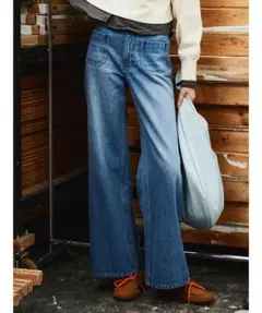 【タグ付き未使用】ミラオーウェン　パッチポケットデザインバギーデニムパンツ