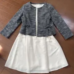 入学式・卒業式ツイードジャケットとフリル袖ドレスのセット