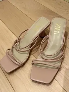 ZARA ピンク ストラップサンダル 中ヒール　25.5cm
