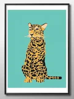 6449■A3アートポスター『ヒョウ？チーター？』ビンテージイラスト