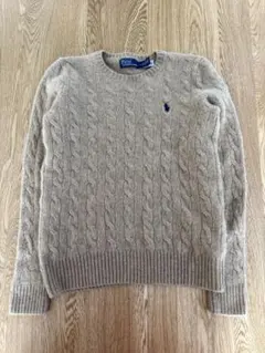 正規品 ポロラルフローレン ケーブルニット M カシミヤ混 近年 ベージュ