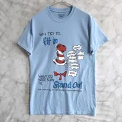 109　GILDAN　半袖Ｔシャツ　S　薄青　プリントロゴ　US古着