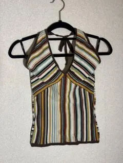 MNGマンゴストライプ ハルターネック キャミソール