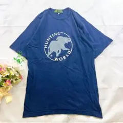 極美品✨ ハンティングワールド デカロゴ Tシャツ サークル ネイビー 紺色