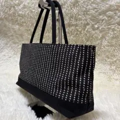 和装？洋装？　横長　トートバッグ　ブラック×シルバー？ドット　水玉