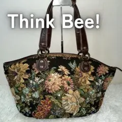Think Bee! シンクビー 刺繍&ビーズ 花柄 A4収納 ショルダーバッグ