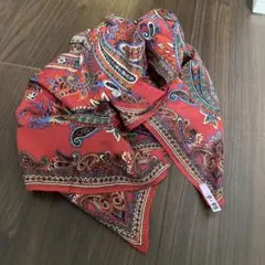 ペイズリー柄シルクスカーフ 赤
