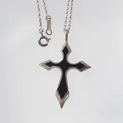 ネックレス ペンダント クロス 十字架 オニキス 黒 925 SILVER 銀製