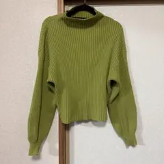 リブ編みオリーブグリーンセーター Fサイズ