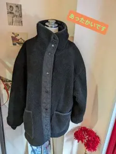 今年流行りのボアジャケット ブラック