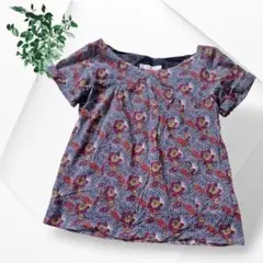 ZARA BASIC ザラ ベーシック 花柄半袖コットンブラウス 総柄 XSのサムネイル