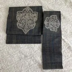 刺繍入り名古屋帯 ダークブルー系