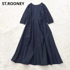 ST.ROONEY 小柄スタイルアップ デニムフレアワンピース 150Free