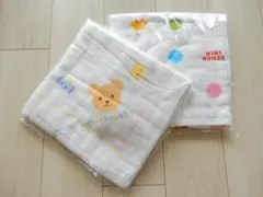 ミキハウス 2枚セット ガーゼバスタオル 90×90cm ベビー 沐浴 お風呂