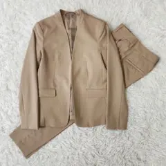 ✨美品✨ GU ノーカラージャケット パンツスーツ セットアップ ベージュ S