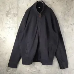 Y1684古着　トレーナー　スウェット　ハーフジップ　ワンポイント　フェード　紺