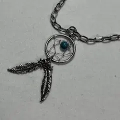 フェザー　ネックレス　ターコイズ　羽　メンズ　チェーン