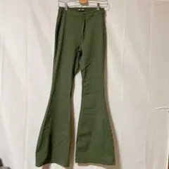 美品 フレア ベルボトム デニム パンツ カーキ グリーン 2007のサムネイル