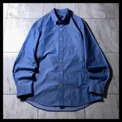 VAN JAC コットン BD シャツ 長袖 ブルー 刺繍ワンポイント LLのサムネイル