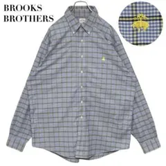 【美品】ブルックスブラザーズ 長袖シャツ チェック柄 刺繍ロゴ XL相当