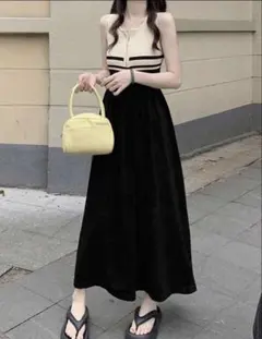 【新品未使用】バイカラー ニットワンピース ノースリーブ SHEIN