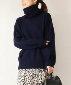 Spick & Span カシミヤ ウール タートルネック ニット ネイビー F
