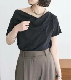 mystic 全骨格対応 オフショルTシャツ　ドレープネック BKのサムネイル