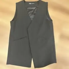 ZARA ブラック ノーカラーベスト