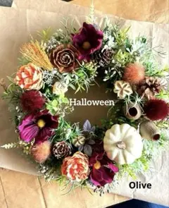 ハロウィンリース✴︎フラワーリース✴︎玄関リース✴︎ナチュラルリース✴︎造花リース