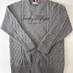 TOMMY HILFIGER ケーブルニットセーター XS グレー