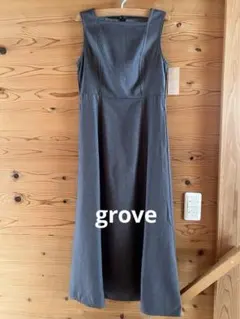 【新品】grove グローブ ワンピース スクエアネック グレー Ｓタグ付のサムネイル