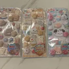 【正規品】もちプニューステッカー　肉球スクイーズつき　３枚セット