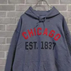 ロゴスウェットパーカー グレー CHICAGO シカゴ US古着