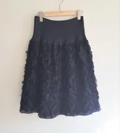 コムサマチュア　リバーシブル　膝下スカート　ウェストゴム　ネイビー　フリーサイズ