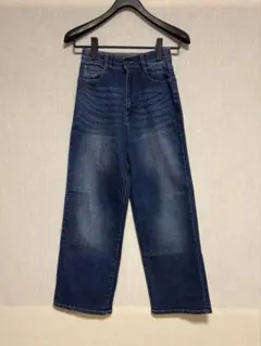 レディース ダークブルーワイドレッグデニムパンツ クロッシー