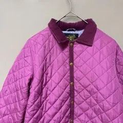 ハッシュアッシュ　キルティングジャケット(130cm)ピンク中綿あったかボタン止