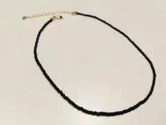 マットブラックチョーカー　ゴールド金具　ビーズネックレス韓国