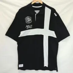 XLsize ROCA WEAR ロカウェア 半袖ポロシャツ 黒×白 ワッペンのサムネイル
