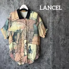⭐︎653 LANCEL ランセル レーヨンシャツ 総柄 肩パッド付 オーバー