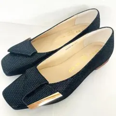 cava cava 本革 オーナメントパンプス 22.5 黒 日本製のサムネイル