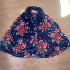 Laura Ashley ローラアシュレイ花柄ケープコート ネイビー