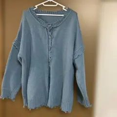 青 カーディガン
