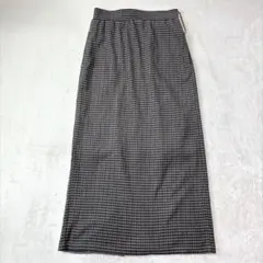 グローバルワーク チェックロングスカート オリーブグリーン Ｆ スリット