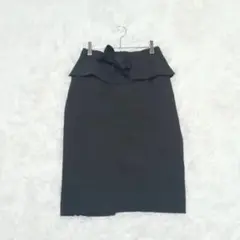 ザラベーシック タイトスカート ひざ丈 スリット入り リボン付 Z8709