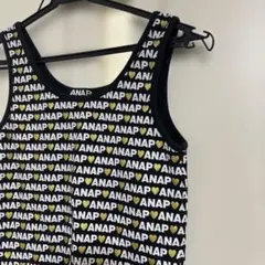 ANAP タンクトップ ロゴ総柄 ブラック×ゴールド ハート レディースのサムネイル