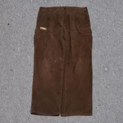 90s unknown コーデュロイワイドカーゴパンツ 細畝 極太 ブラウン
