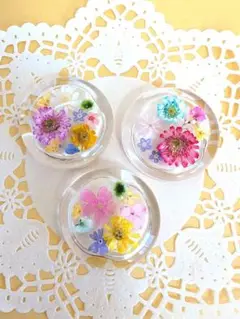 固まるハーバリウム ❁お花のまあるい箸置き❁ 3個セット
