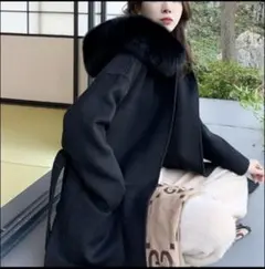 ウール ロングコート リアルファー フード付き アウターのサムネイル